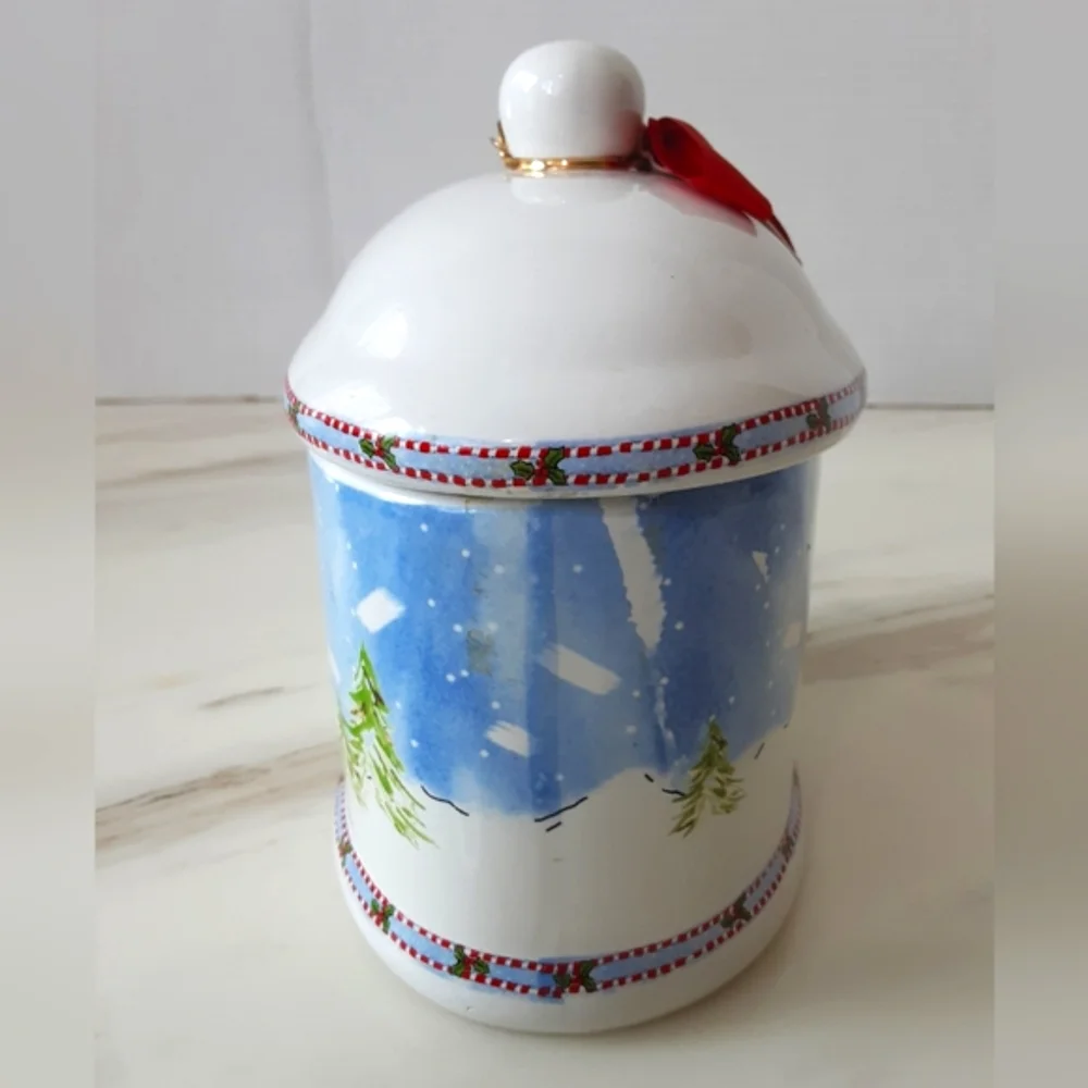 Sweet Williams Holiday Oval Snowman Ceramic Cookie Jar Canister